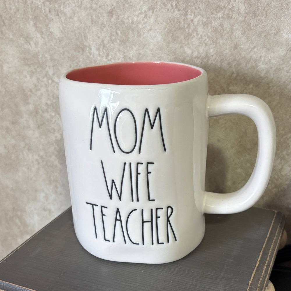 Rae Dunn Ceramic Mug with Pink Interior